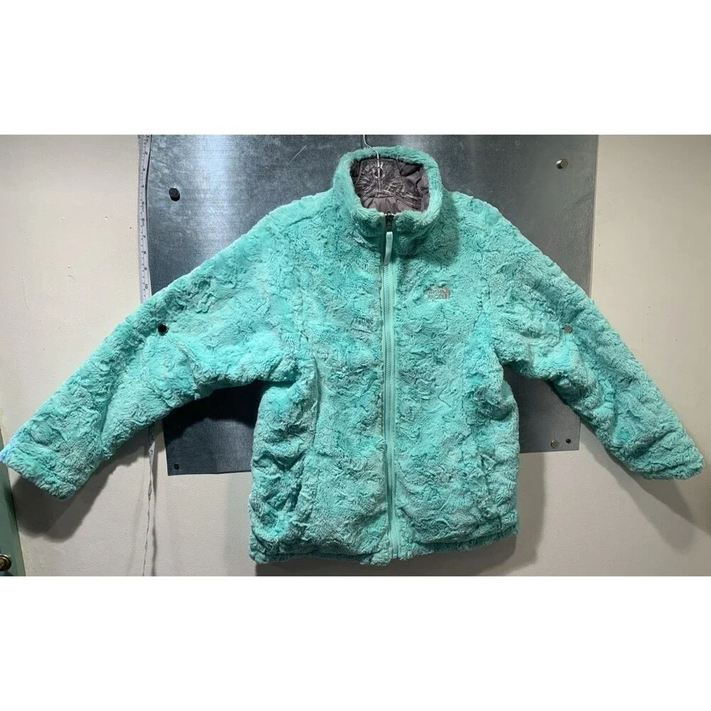 Reversible Jacket Sherpa/Puffer North Face Girls XL-18 Gray/Mint Mossbud Swirl